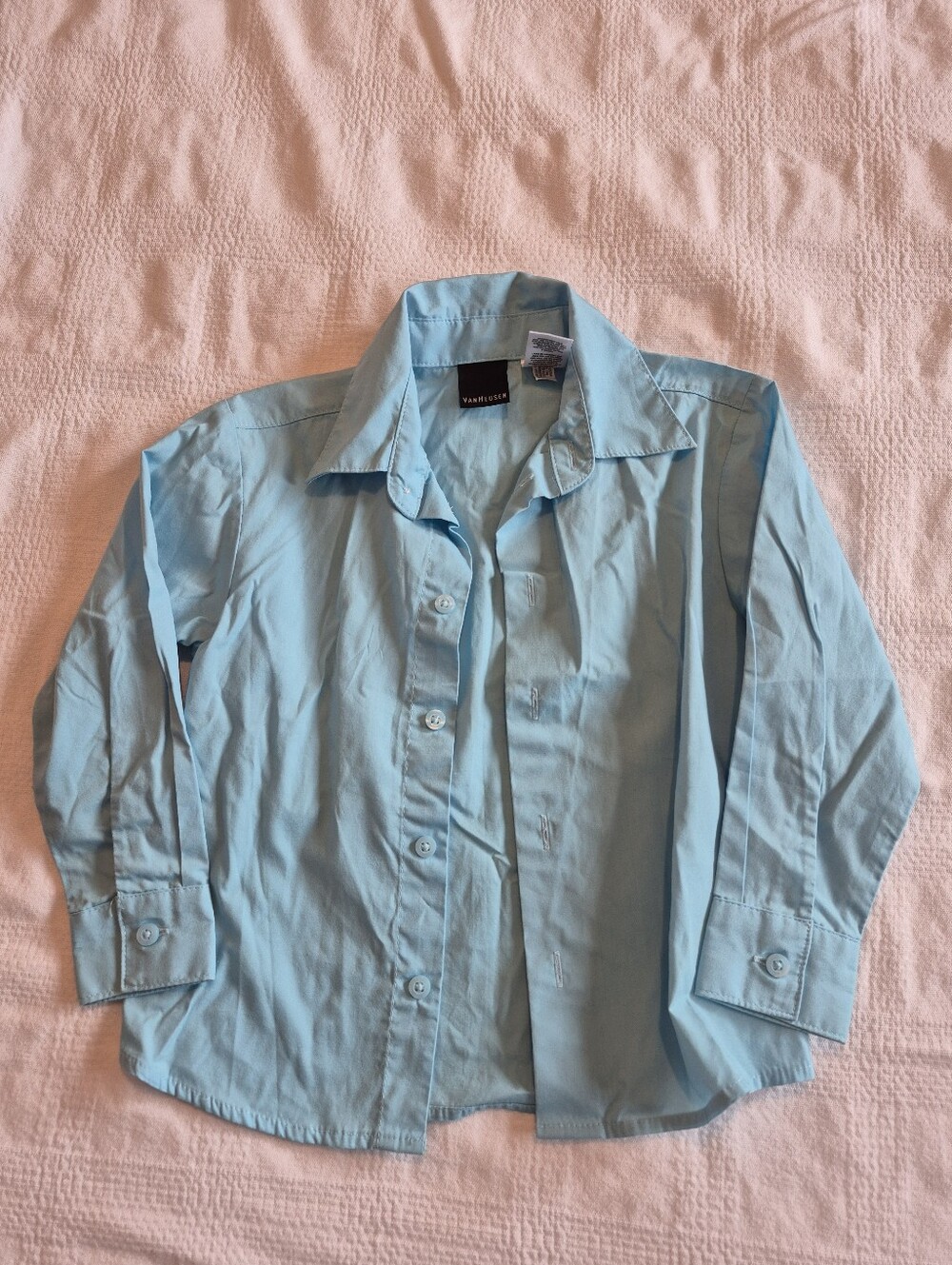 Van Heusen boys size 5 robin egg blue long sleeve button down shirt EUC